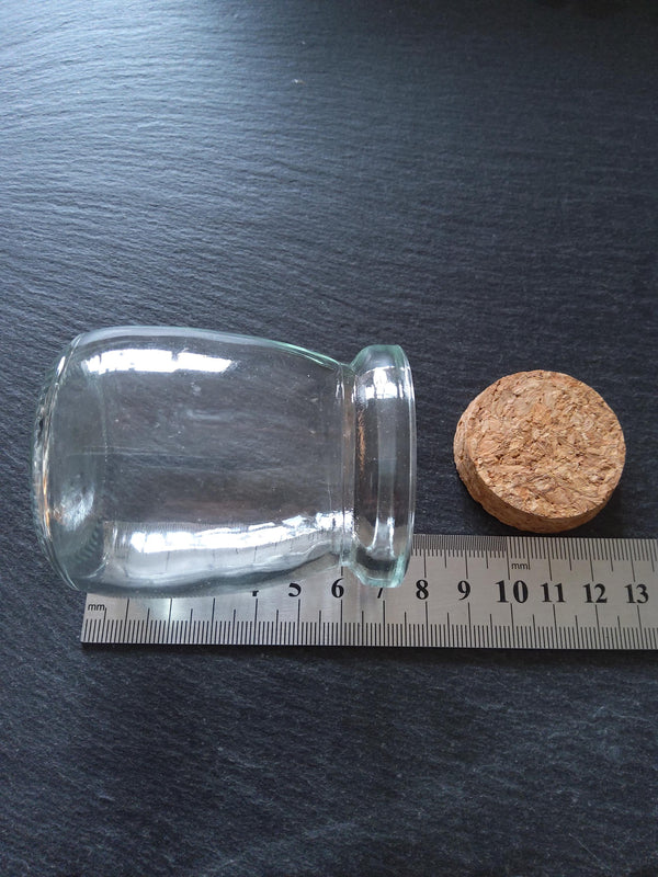 1 or 5 Large Clear Glass Jars with Cork Stopper 100ml (3.38 fl.oz) Size: 55x70mm
