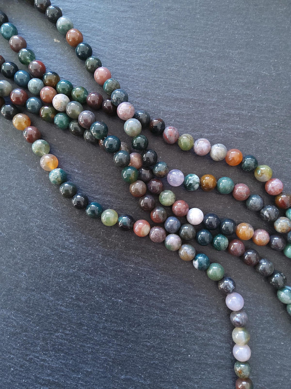 8.5mm Indian Agate Natural Undyed Round Gemstone Beads Full 15.7 inch Strand