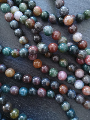 8.5mm Indian Agate Natural Undyed Round Gemstone Beads Full 15.7 inch Strand