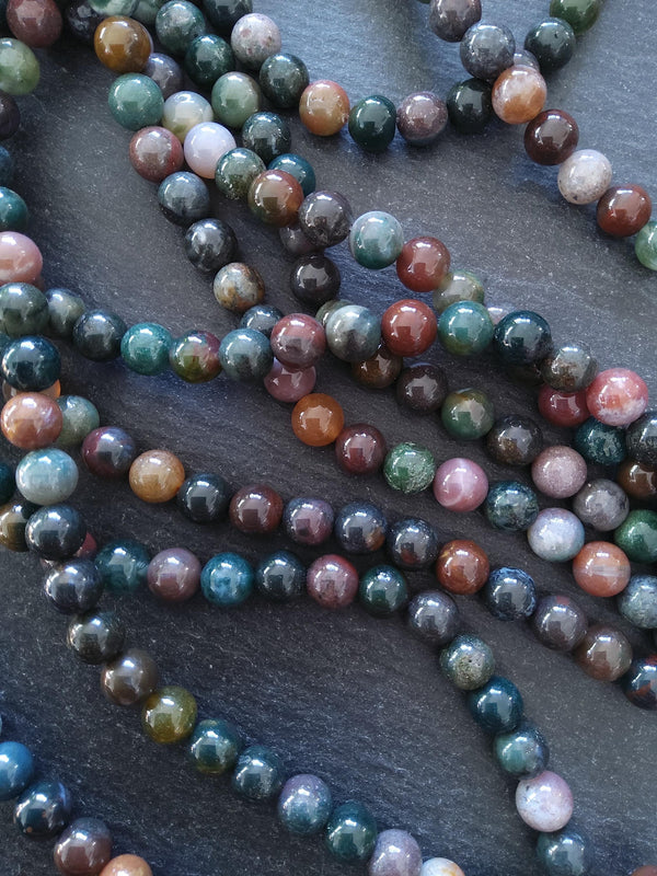 8.5mm Indian Agate Natural Undyed Round Gemstone Beads Full 15.7 inch Strand
