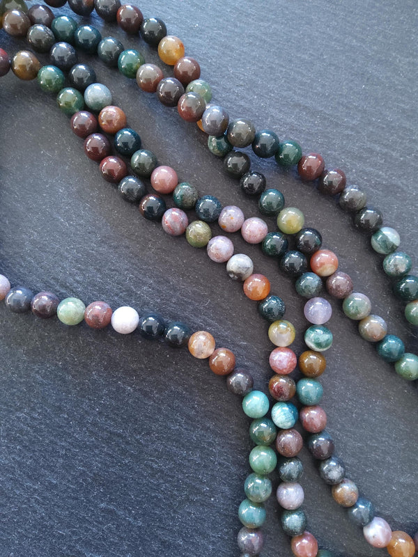 8.5mm Indian Agate Natural Undyed Round Gemstone Beads Full 15.7 inch Strand