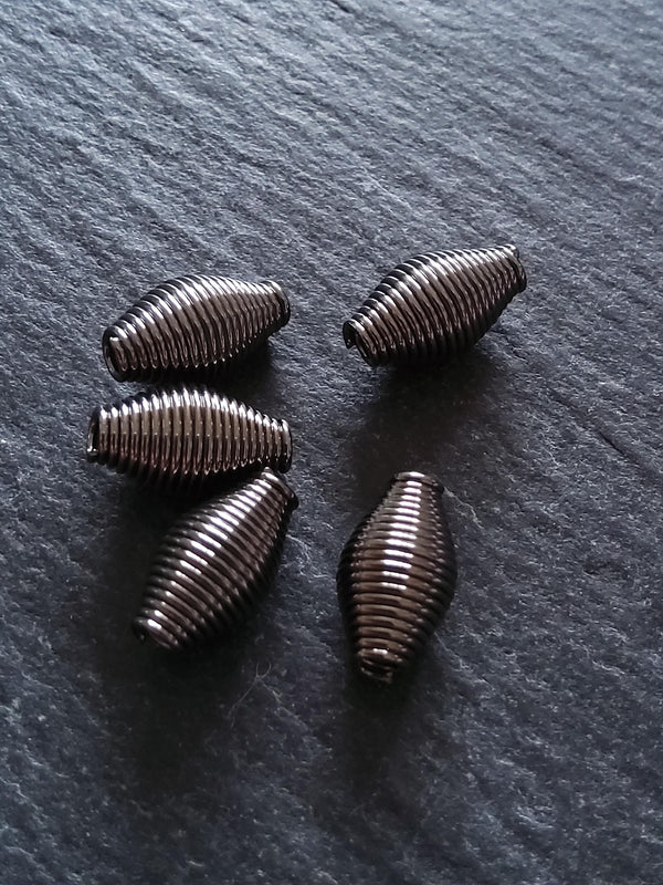 20 Gunmetal Tone 7mm Bicone Wire Spring Spacer Beads 12x7mm Hole: 2.7mm - ContentedCatz