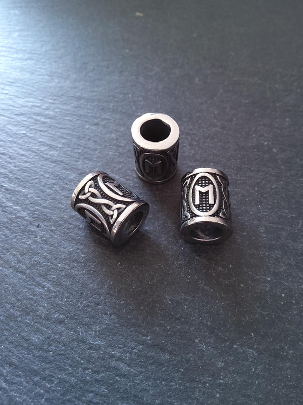1 or 5 Stainless Steel Ehwaz ᛖ Rune Beads Elder Futhark 18x16mm Hole: 8mm