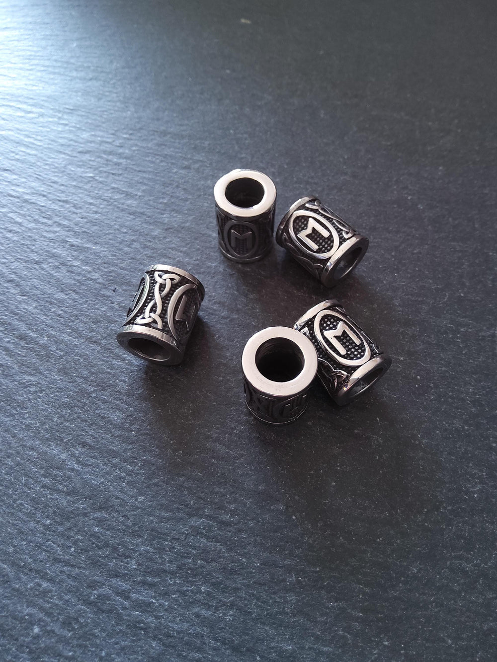 1 or 5 Stainless Steel Ehwaz ᛖ Rune Beads Elder Futhark 18x16mm Hole: 8mm