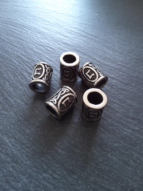 1 or 5 Stainless Steel Perthro ᛈ Rune Beads Elder Futhark 18x16mm Hole: 8mm