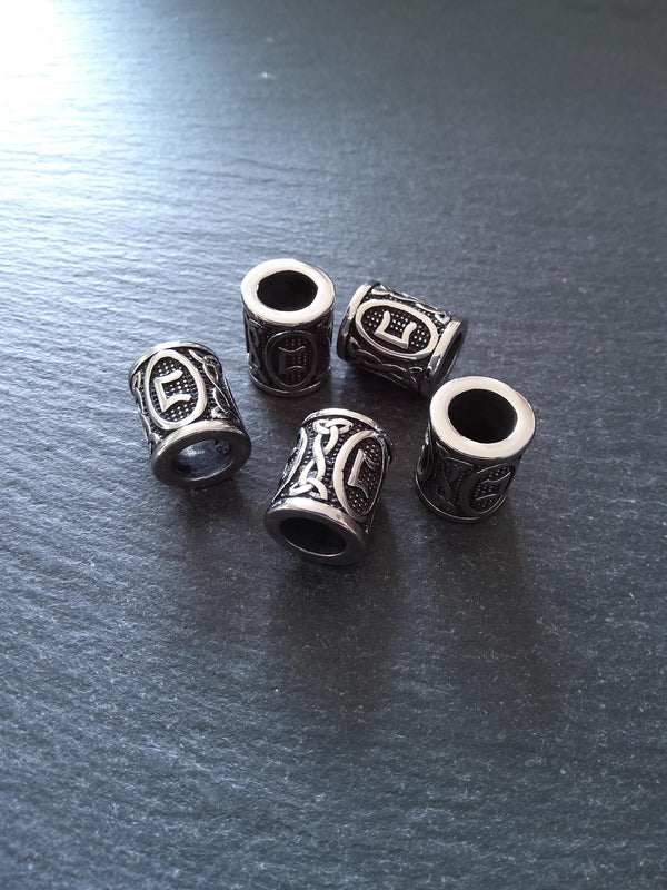 1 or 5 Stainless Steel Perthro ᛈ Rune Beads Elder Futhark 18x16mm Hole: 8mm