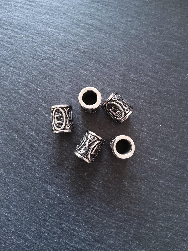 1 or 5 Stainless Steel Perthro ᛈ Rune Beads Elder Futhark 18x16mm Hole: 8mm