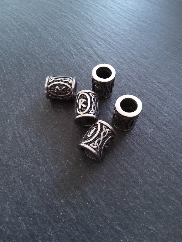 1 or 5 Stainless Steel Raidho ᚱ Rune Beads Elder Futhark 18x16mm Hole: 8mm
