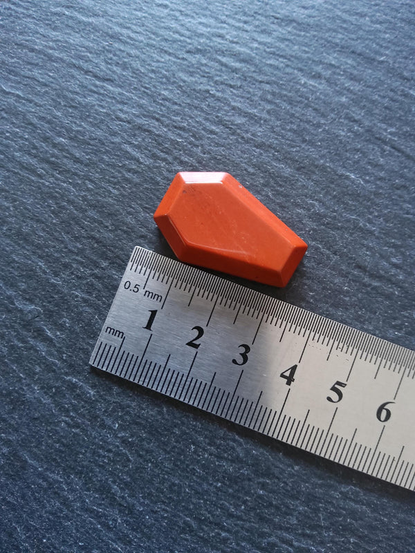 Natural Red Jasper Coffin Shaped Stone 37x20x12.5mm - ContentedCatz