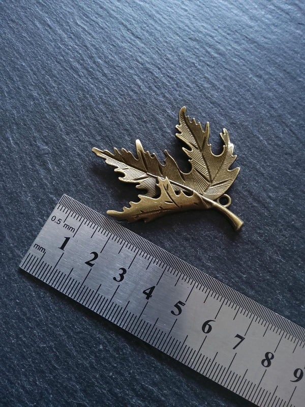 2 or 10 Large Curled Leaf Pendants Antique Bronze Tone Alloy 54x44mm