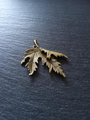 2 or 10 Large Curled Leaf Pendants Antique Bronze Tone Alloy 54x44mm