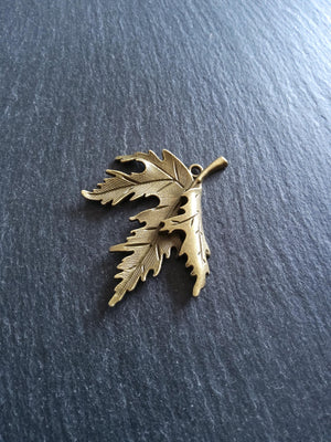 2 or 10 Large Curled Leaf Pendants Antique Bronze Tone Alloy 54x44mm