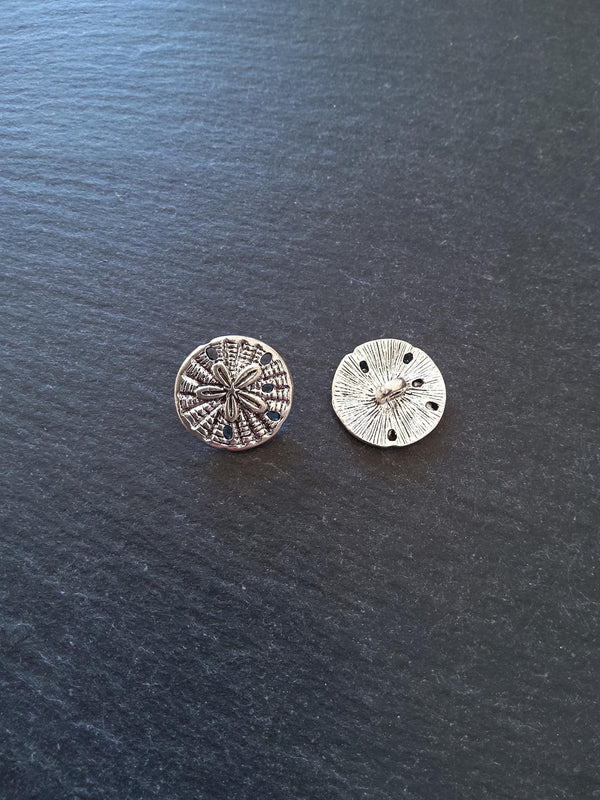 6 or 30 Sand Dollar Silver Tone Metal Alloy Buttons 18mm (6/8") Fasteners