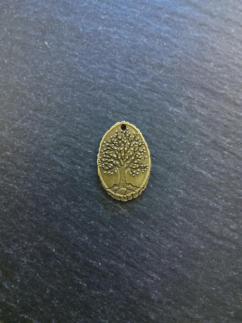 8 or 40 Antique Bronze Alloy Oval Tree Wood Effect Charms 25x17mm