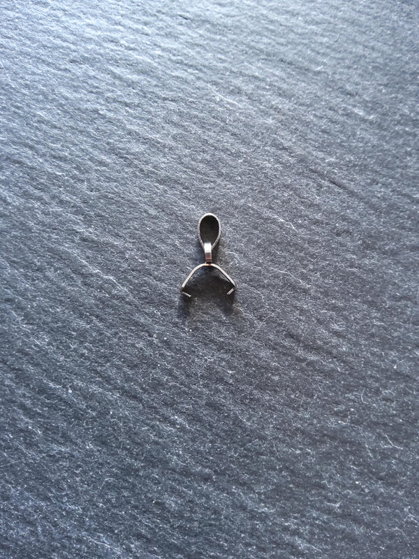 6 or 30 Stainless Steel Ice Pick Pinch Bails for Pendants 9x6.5x2.5mm