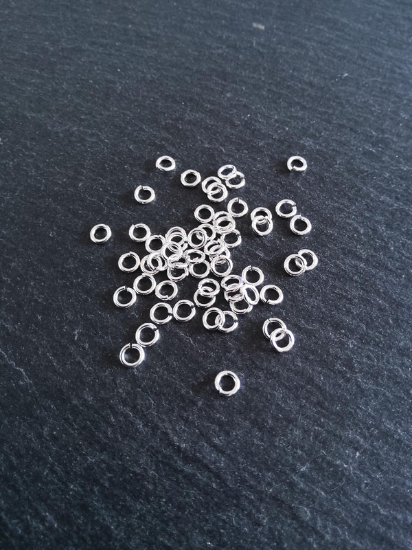20 or 100 Real Sterling Silver 925 Plated Brass 5mm Jump Rings 0.9mm (20 gauge)