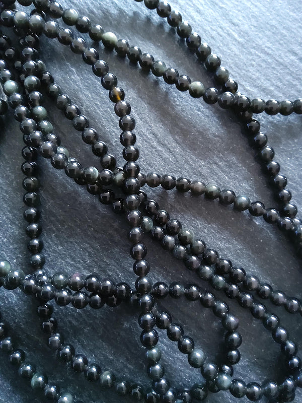 4.5mm Grade AA Black Obsidian Round Natural Gemstone Beads Full 15.2 inch strand Hole: 0.8mm