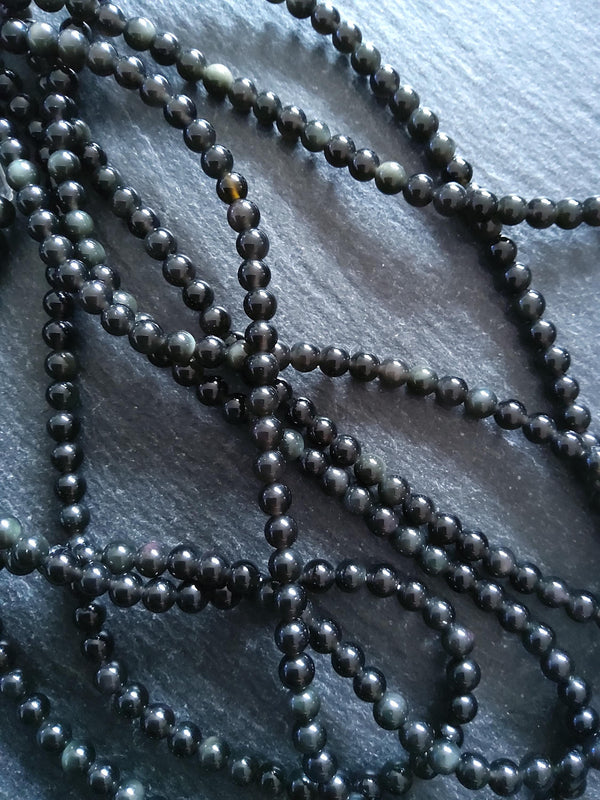 4.7mm Grade AA Black Obsidian Round Natural Gemstone Beads Full 15.2 inch strand Hole: 0.8mm