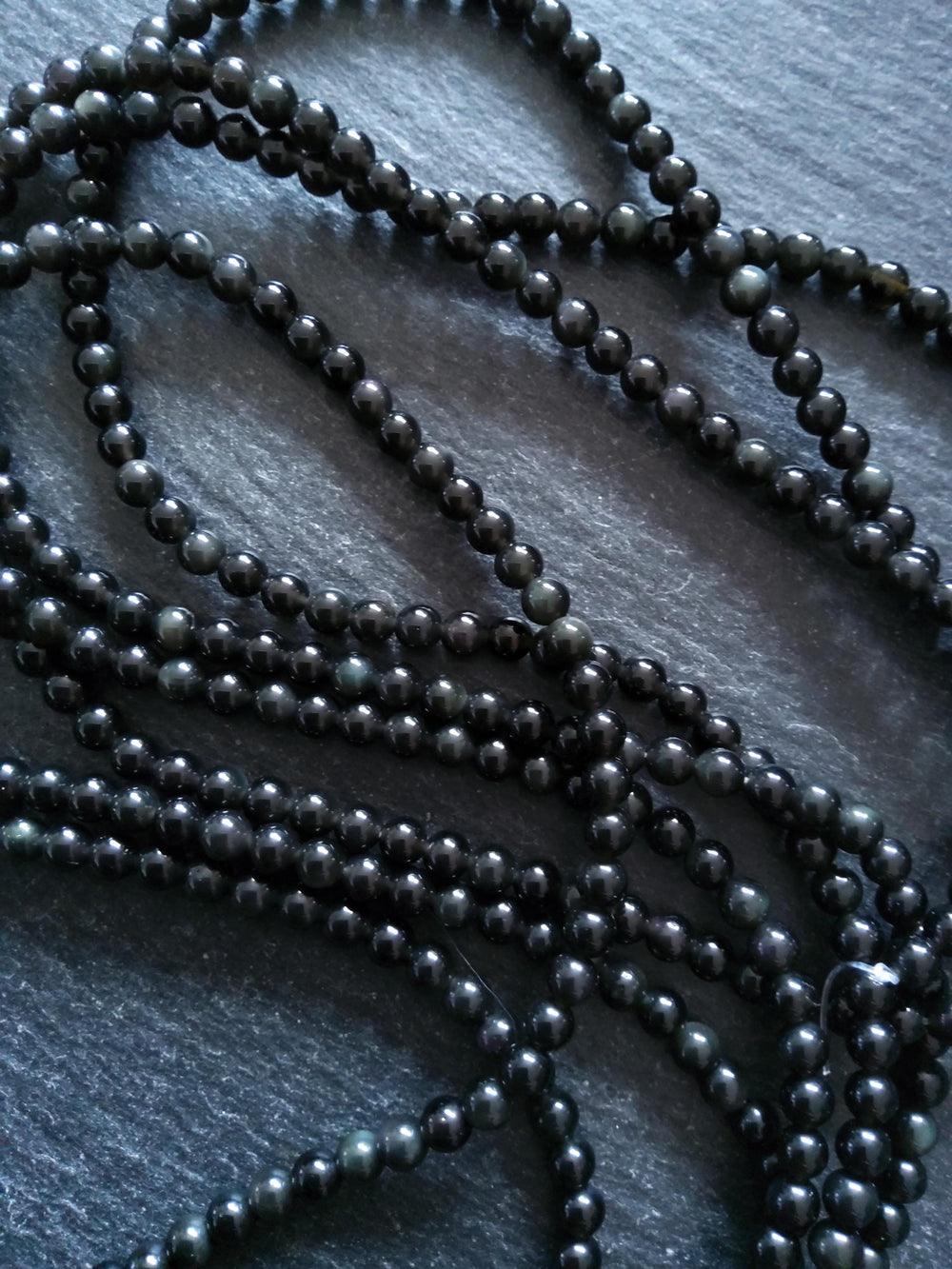 4.7mm Grade AA Black Obsidian Round Natural Gemstone Beads Full 15.2 inch strand Hole: 0.8mm