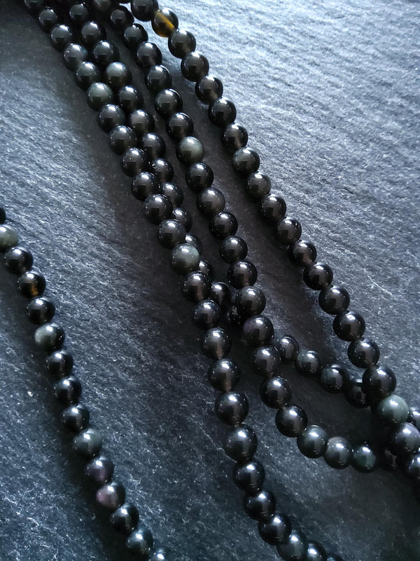 4.7mm Grade AA Black Obsidian Round Natural Gemstone Beads Full 15.2 inch strand Hole: 0.8mm