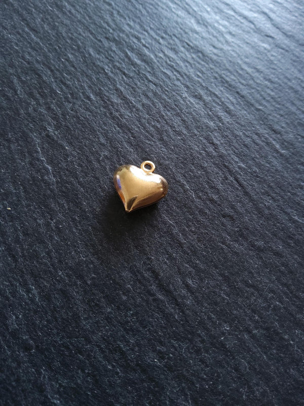 2 or 10 Heart Charms 18K Gold Plated Solid Stainless Steel 13x11.5x4.5mm
