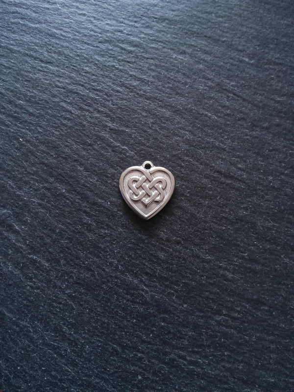 2 or 10 Celtic Knot Stainless Steel Heart Charms 19x18x2.5mm