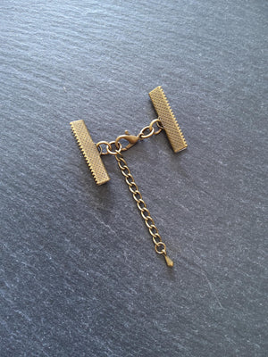 5 Antique Bronze Crimp End Sets for Ribbon (various sizes)