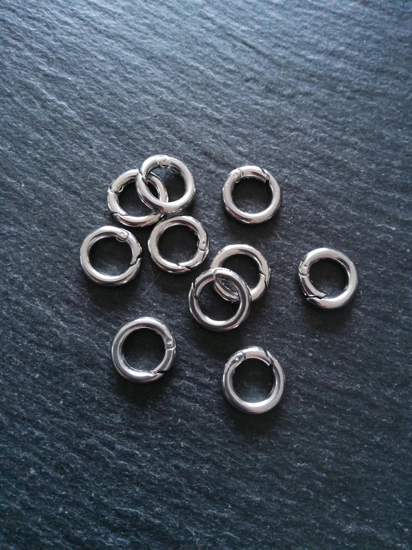 Stainless Steel 12mm Spring Gate Clasps 12x2mm O Rings