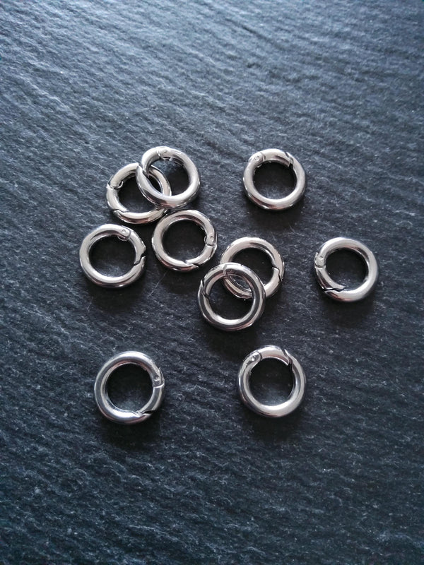 Stainless Steel 12mm Spring Gate Clasps 12x2mm O Rings