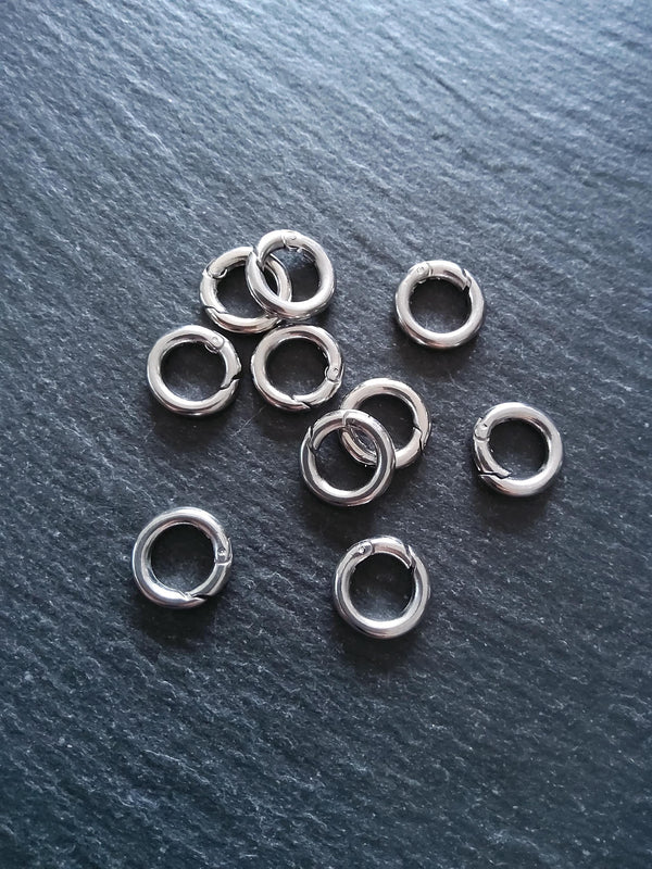 Stainless Steel 12mm Spring Gate Clasps 12x2mm O Rings