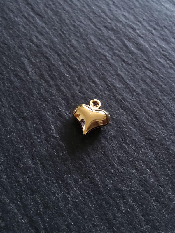 10 or 50 Heart Charms 24K Gold Plated Hollow Brass 11x9x4mm