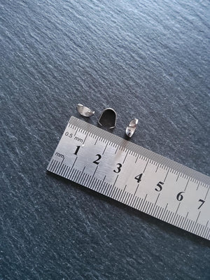 20 or 100 Stainless Steel Snap On Pinch Bails for Pendants 9x7x4mm
