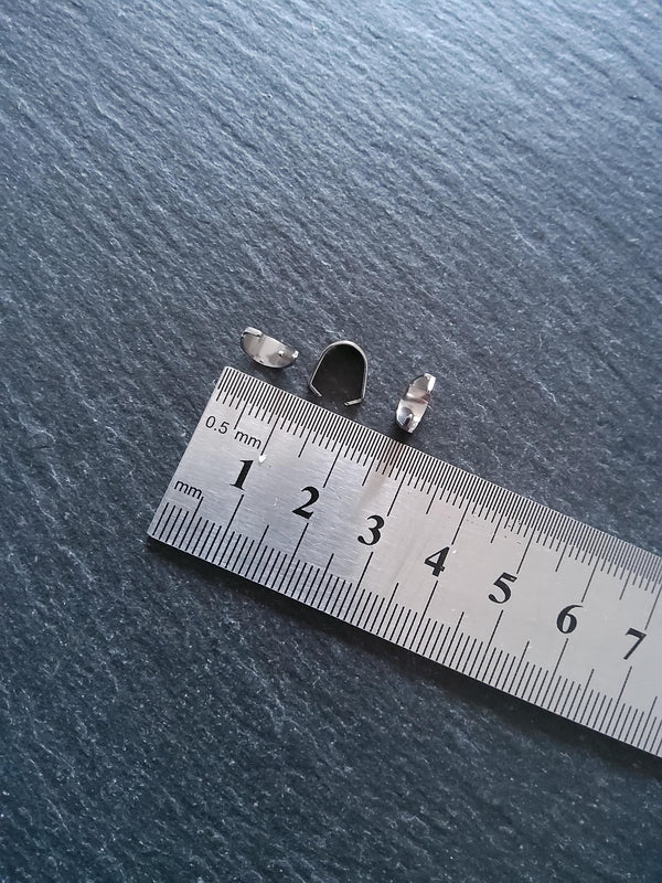 20 or 100 Stainless Steel Snap On Pinch Bails for Pendants 9x7x4mm
