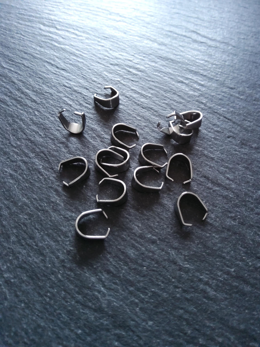 20 or 100 Stainless Steel Snap On Pinch Bails for Pendants 9x7x4mm