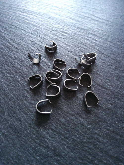 20 or 100 Stainless Steel Snap On Pinch Bails for Pendants 9x7x4mm