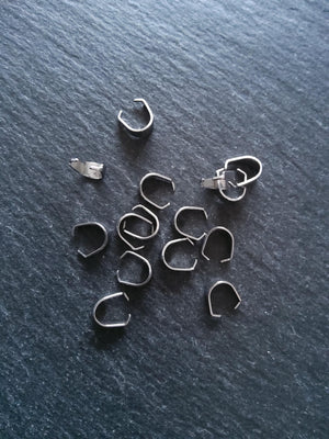 20 or 100 Stainless Steel Snap On Pinch Bails for Pendants 9x7x4mm