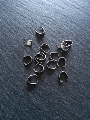 20 or 100 Stainless Steel Snap On Pinch Bails for Pendants 9x7x4mm