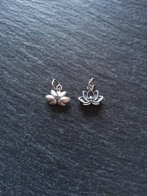 Lotus Flower Charm Antique 925 Sterling Silver 9x12x3mm