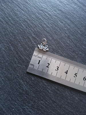 Lotus Flower Charm Antique 925 Sterling Silver 9x12x3mm