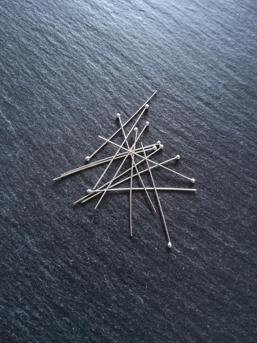 Solid 925 Sterling Silver Ball Head Pins 35mm Long 0.5mm Wide (24 gauge)