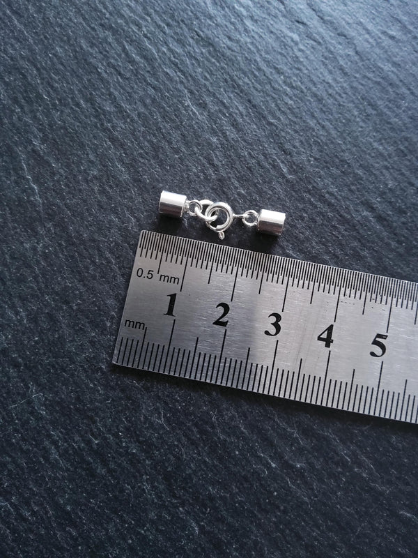 Genuine Solid Sterling Silver Cap Set for 3.5mm Cord (4mm end caps)