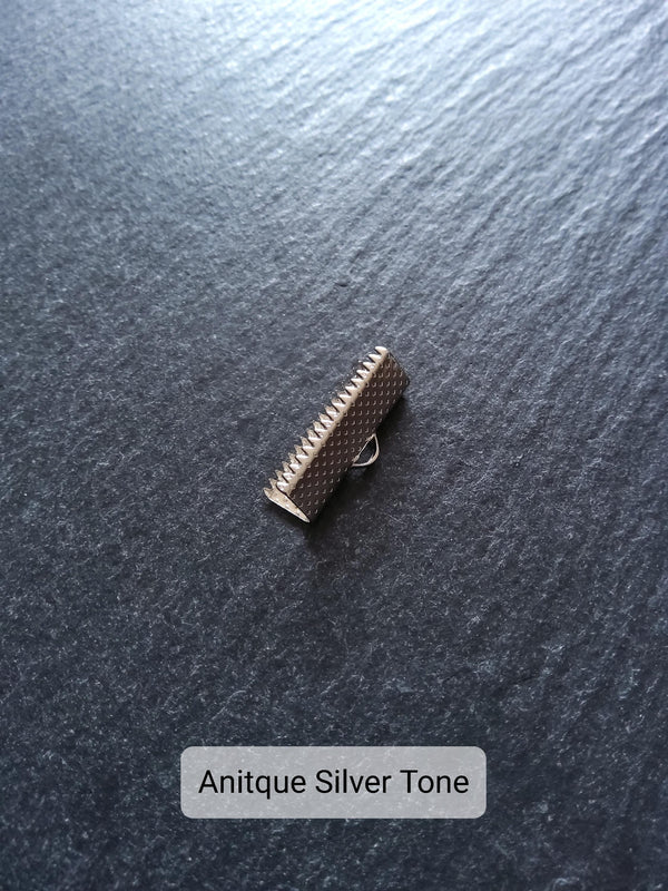 20mm (13/16") Wide Ribbon Crimp Ends 20x7.5mm Findings Crimps in Gold, Silver, Antique Silver, Rose Gold, Antique Bronze or Antique Copper