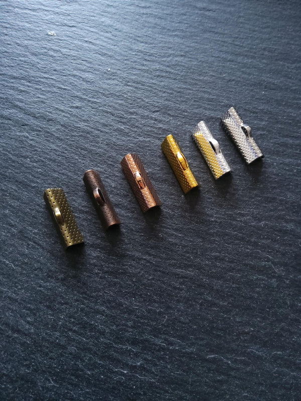20mm (13/16") Wide Ribbon Crimp Ends 20x7.5mm Findings Crimps in Gold, Silver, Antique Silver, Rose Gold, Antique Bronze or Antique Copper