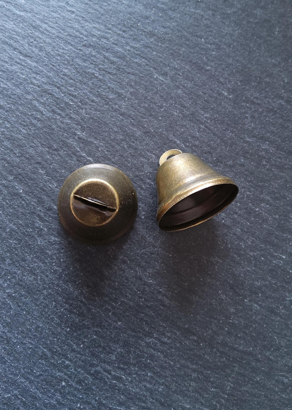 10 or 50 Antique Bronze Tone Iron Bell Charms 23 Long x 25mm Diameter