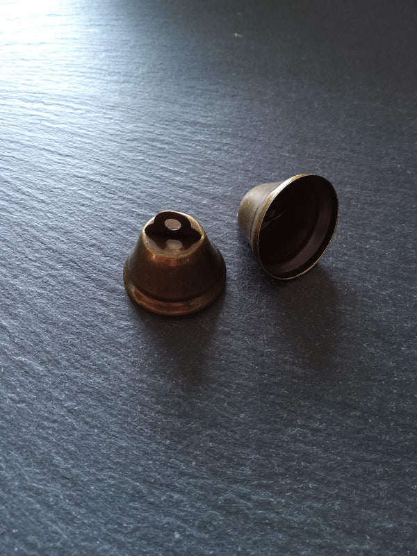 10 or 50 Antique Bronze Tone Iron Bell Charms 23 Long x 25mm Diameter