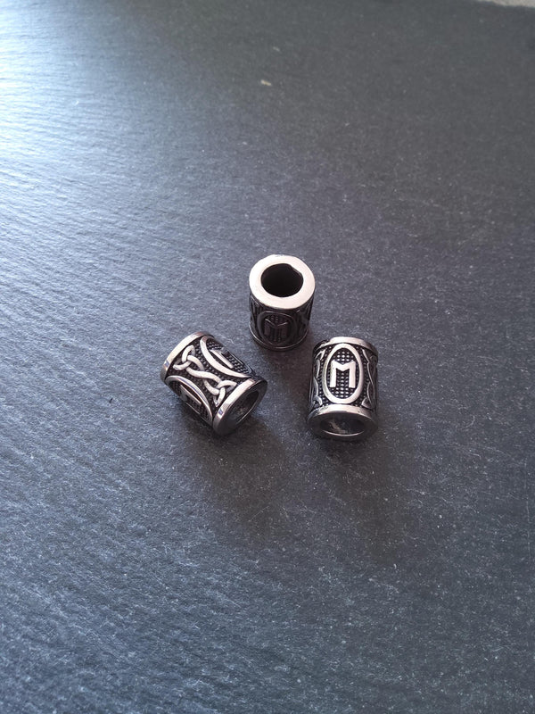 1 or 5 Stainless Steel Ehwaz ᛖ Rune Beads Elder Futhark 18x16mm Hole: 8mm
