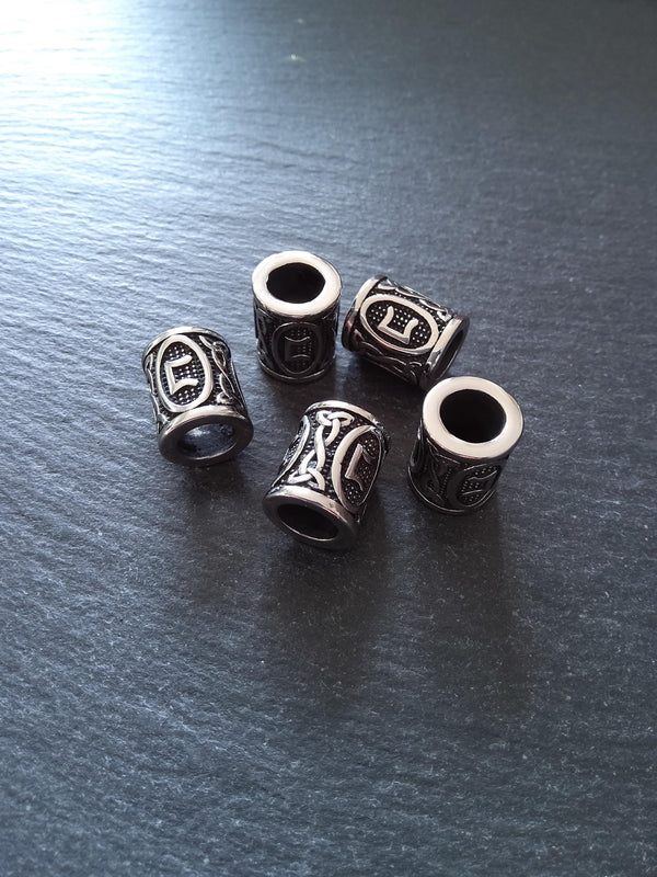 1 or 5 Stainless Steel Perthro ᛈ Rune Beads Elder Futhark 18x16mm Hole: 8mm