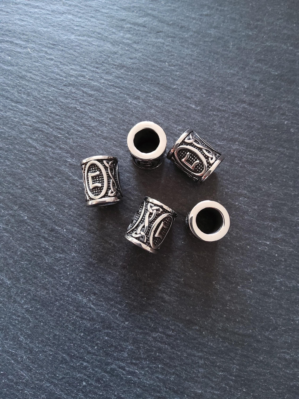 1 or 5 Stainless Steel Perthro ᛈ Rune Beads Elder Futhark 18x16mm Hole: 8mm