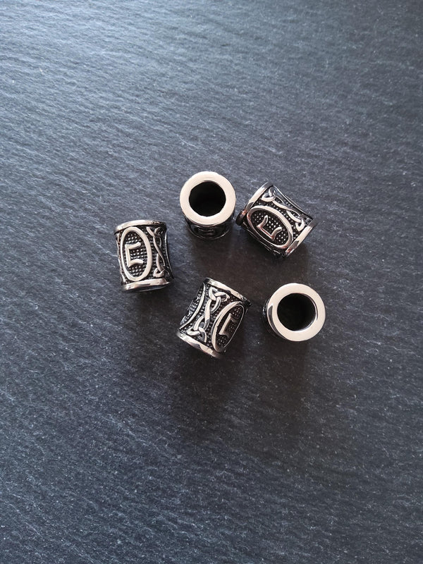 1 or 5 Stainless Steel Perthro ᛈ Rune Beads Elder Futhark 18x16mm Hole: 8mm