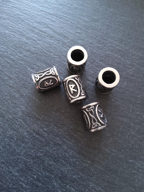 1 or 5 Stainless Steel Raidho ᚱ Rune Beads Elder Futhark 18x16mm Hole: 8mm